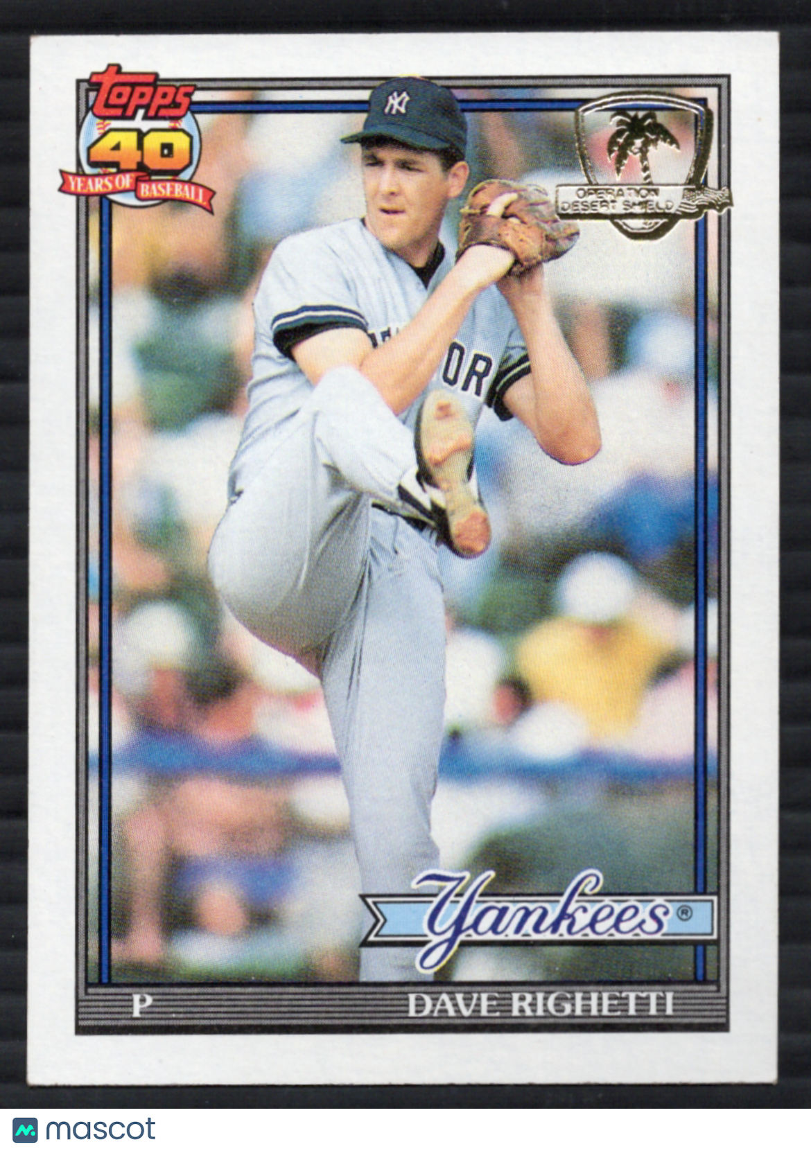 1991 Topps Desert Shield Dave Righetti #410 NM New York Yankees ...